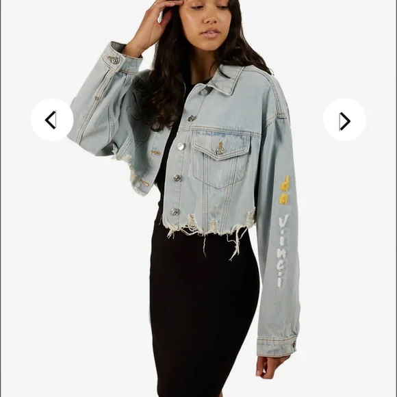 NWT • Trio Urban • Mona Lisa Heart Denim Crop Jacket • 200016-DNBLU • S/M • 😍 - Picture 3 of 11